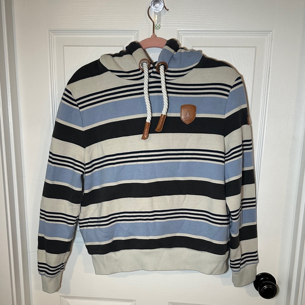 Wanakome  Striped Hoodie in Blue and Black